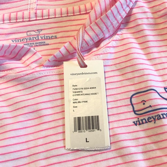 Vineyard Vines Girls' Windward Stripe Vintage Whale Long-Sleeve Hoodie Tee - Picture 7 of 9